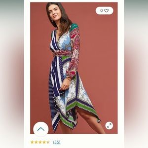 Anthropologie Moulinette Soeurs Istanbul Scarf Print Midi Dress Size 6